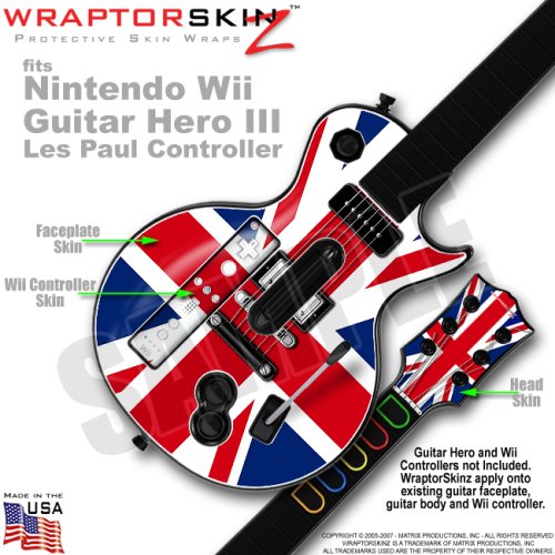 Union Jack 02 Skin by WraptorSkinz TM fits Nintendo Wii Guitar Hero III (3) Les Paul Controller (GUITAR NOT INCLUDED)