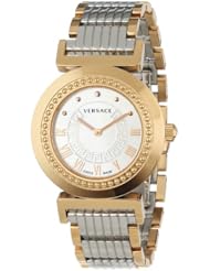 Versace Womens P5Q80D499 S089 Vanity Rose Gold Ion-Plated Stainless Steel Silver Sunray Dial Watch