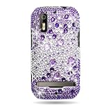 WIRELESS CENTRAL Brand Hard Snap on case With PURPLE SILVER RHINESTONE Blin ....