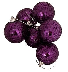 Pack of 6 Purple Mirrored Glass Disco Ball Christmas Ornaments 1.5" (40mm)