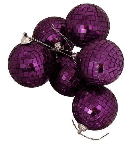 Pack of 6 Purple Passion Mirrored Glass Disco Ball Christmas Ornaments 2 (50mm)