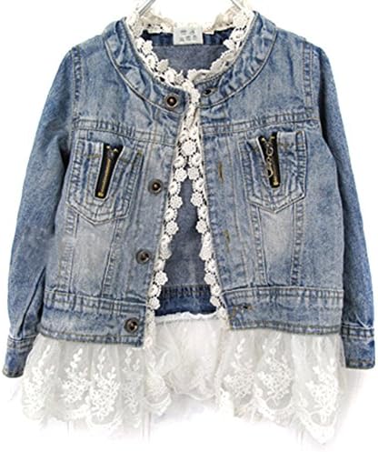 Sunsent Girls Lace Jacket Denim Jean Outerwear Overcoat Cowboy Coat Blouse Tops