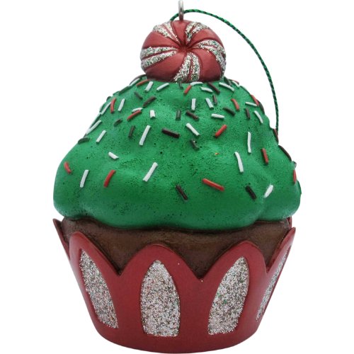 Jillson Roberts Christmas Cupcake Ornament, Green Peppermint Glitter Jillson Roberts Christmas Cupcake Ornament, Green Peppermint Glitter