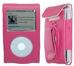Leather Case for Apple iPod Video & NEW iPod Classic Genuine Leather Case for 30GB, 60GB, 80GB iPod Video, 80GB & 160GB iPod Classic with belt clip and Automotive Car Charger