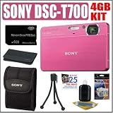 Sony Cybershot DSC-T700 10MP Digital Camera Pink Plus 4GB Bundle