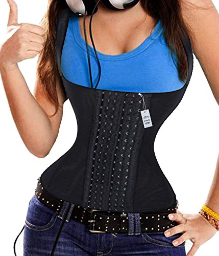 Gotoly Fitness Quick Weight Loss Zipper With Hook Waist Trainer Cincher Belt (Large, Black( hourglass figure))