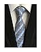 MINDENG New Men's Dark Blue Stripes Silver 100% Silk Necktie Classic Striped Tie