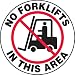 Accuform Signs MFS846 Slip-Gard Adhesive Vinyl Round Floor Sign, Legend "NO FORKLIFTS IN THIS AREA" with Graphic, 8" Diameter, Black/Red on White