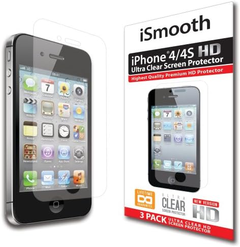 Apple iPhone 4 / iPhone 4S Screen Protector - NEW 2013 Ultra Premium HD Version - 3 PACK Ultra Clear - iSmooth - Lifetime Guarantee