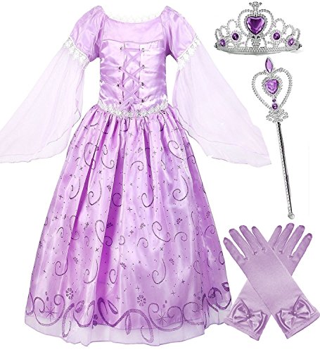 Girls Rapunzel Deluxe Princess Party Dress Costume