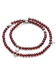Honeystore Girls 925 Sterling Silver Garnet Stretch Barelet Color Burgundy