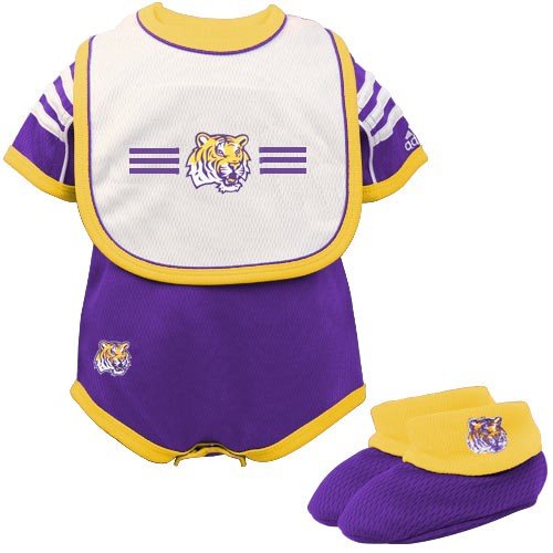 adidas LSU Tigers Purple Infant 3 Piece Creeper Set (24 Months)