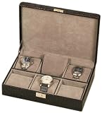 Mele Co - Coffret pour 6 montres - doublure imitation daim - cuir noir imprimé croco