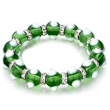 Pugster Glass Evil Eye Beads Pale Green Swarovski Bracelet For Women