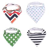 Meily バンダナ 型 赤ちゃんのトライアングルよだれかけ コットン 4枚組セット