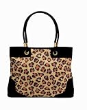 Leopard Skin Handbag Polyester with micro fiber suede strap