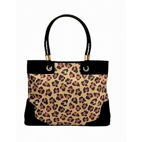 Leopard Skin Handbag Polyester with micro fiber suede strap