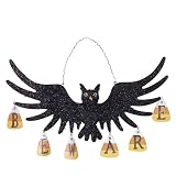 Grasslands Road Beware Owl Plaque, 19 by 10-1/4-Inch, Glittered Metal