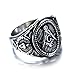 OAKKY Men's Stainless Steel Vintage Masonic Freemason Ring Biker Symbol Member Band Silver Black Size 11