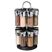 Olde Thompson 16-Jar Revolving Black and Chrome Spice Rack