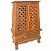 EXP Handmade Asian Furniture - 37" Lattice Panels Storage Cabinet / End Table - Natural Finish
