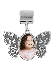 Butterfly Photo Charm For Bracelet - Split Ring, Lobster Claw, or Bead Attachment