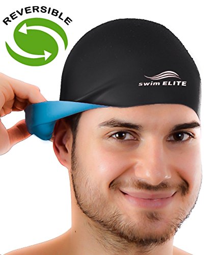 2-IN-1 Premium Silicone Swim Cap - Reversible - Wear It On Both Sides - Wrinkle-Free - For Men and Women - Best For Short and Medium Lengh Hair