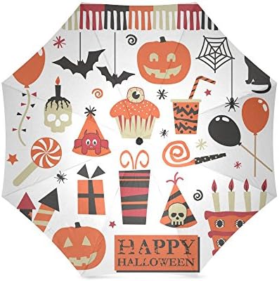 Happy Halloween's Day Gifts Scary Ghosts Pumpkin Custom Folding Portable Outdoor Rain /Sun Umbrella Beach Travel Shade Sunscreen For Women/Men