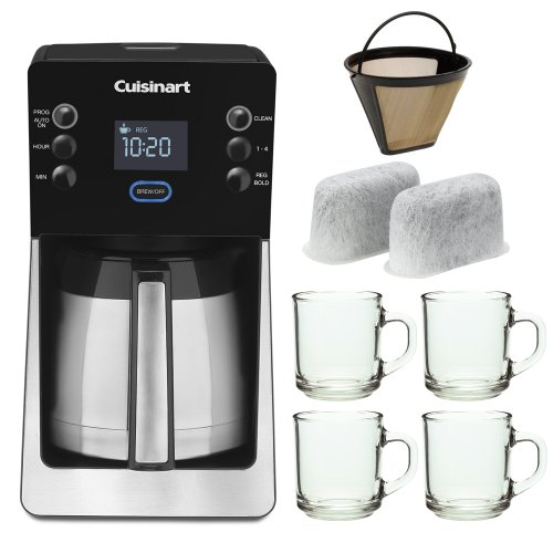 Cuisinart Perfectemp 12-cup Thermal Programmable Coffeemaker Bundle with 2-Pack of Cuisinart Replacement Water Filters + Cuisinart GTF Gold Tone Filter + Four 10OZ Hand Glass Mugs Cuisinart Perfectemp 12-cup Thermal Programmable Coffeemaker Bundle with 2-Pack of Cuisinart Replacement Water Filters + Cuisinart GTF Gold Tone Filter + Four 10OZ Hand Glass Mugs