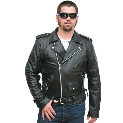 Mens Classic Leather Motorcycle Jacket MJ400 Mens Classic Leather Motorcycle Jacket MJ400