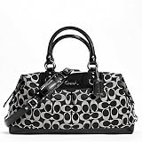 Coach Signature Large Ashley Sateen Large Satchel Convertible Bag F15440 Black with White