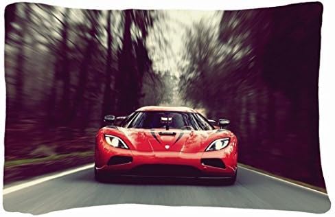 Microfiber Peach Standard Soft And Silky Decorative Pillow Case (20 * 26 Inch) - Nature Forests Nature Red Forests Cars Koenigsegg Roads Vehicles Koenigsegg Agera R Nature Forests by Omila Pillow Case