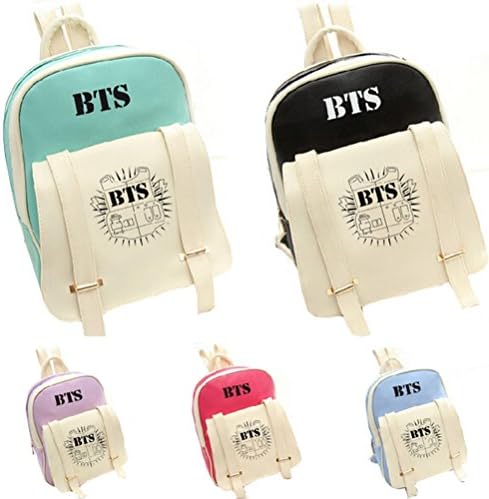 MYtodo BTS Bangtan Boys Sports Bags PU School Backpack Schoolbag (Black)