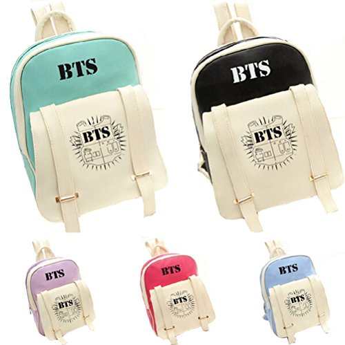 MYtodo BTS Bangtan Boys Sports Bags PU School Backpack Schoolbag (Black)