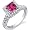 Princess Cut 1.00 Carats Ruby Engagement Ring in Sterling Silver Rhodium Finish Size 5