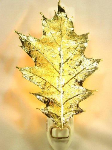 Real Oak Leaf in 24K Gold Night Light The Rose Lady