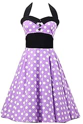Cocktail Cotton Polka Dot Print Halter Bridesmaid Dress/Party Dress 