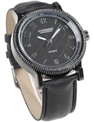 Orient Idea Ori-0385E Stylish Quartz Wrist Watch w/ Round Case & Synthetic Leather Band for Girl Lady Woman - Black