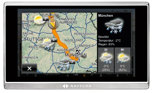 NAVIGON 8450 Live Navigationssystem (12,7cm (5 Zoll) Echtglas-Display, Europa (40 Länder), TMC, Bluetooth, Real City 3D, NAVIGON Live Services)