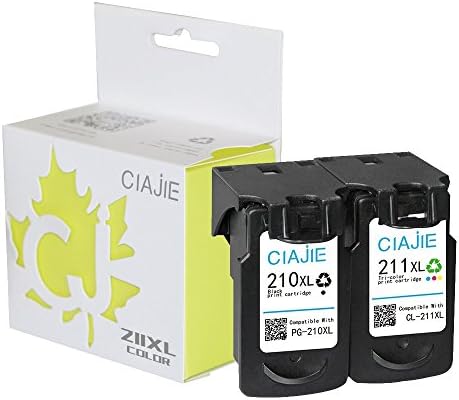 CIAJIE Remanufactured Canon 210XL 211XL PG-210XL CL-211XL Ink Cartridge for Canon Pixma MP240 MP250 MP480 MX330 iP2702 (1Black 1Color)