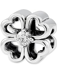 Reflection Beads Silver Clear CZ Lucky Clover Celtic Bead
