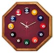 13in Octagon Billiard Clock Mahogany & Wine Mali Felt