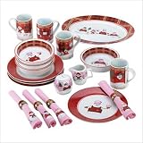 PLAID SNOWMAN 23 PIECE DINNERWARE SET