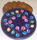 Gourmet Food : Scott's Cakes 2 1/2 lb. Christmas Ginger Snap Cookies in a Christmas Lights Tin