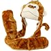 Winter Faux Fake Fuzzy Monkey Tail Animal Fur Scarf Trapper Hat with Pocket Gloves