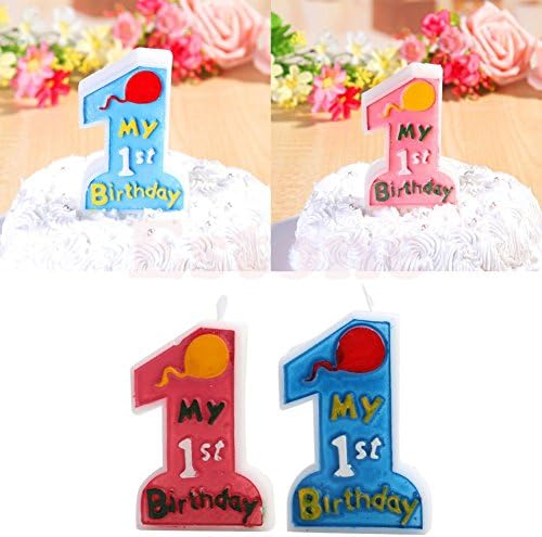 1st First Birthday Number One Candle Toothpick Cake Baby Anniversary Party Decor