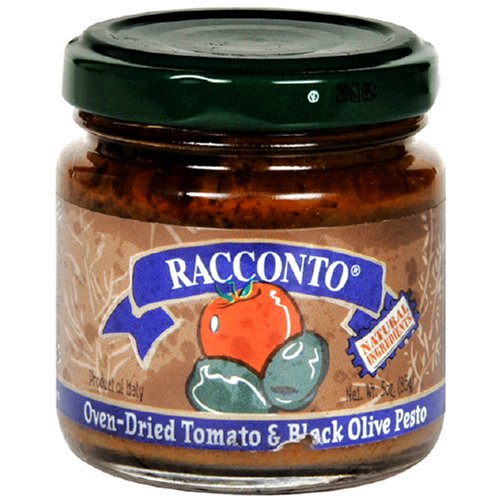 Racconto Oven Dried Tomato & Black Olive Pesto, 3-Ounce Glass Jars (Pack of 6) by Racconto