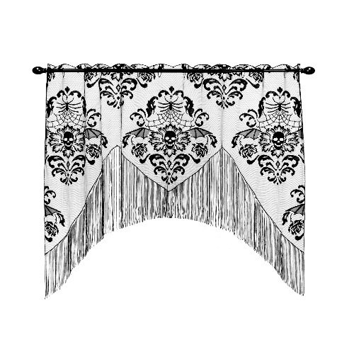 Heritage Lace Halloween Damask 38-Inch Wide by 40-Inch Drop Swag, Black