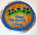 Chocolate Chip Cookie Cake 1lb. / 8" Blue Trim and Purple Flowers