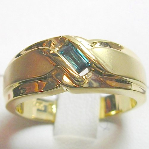 14K Blue Diamond Man's Ring